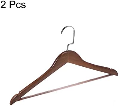 HARFINGTON 2pcs B18 Solid Wooden Suit Hangers 440mm Length U-Notches Retro Coat Hanger with Stainless Steel Hook for Jacket Pants Shirt