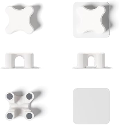 Magnetic Cable Organizer – Desktop Multipurpose Cord Keeper & Cable Management Clip for Home & Office (White Cross 20Pcs