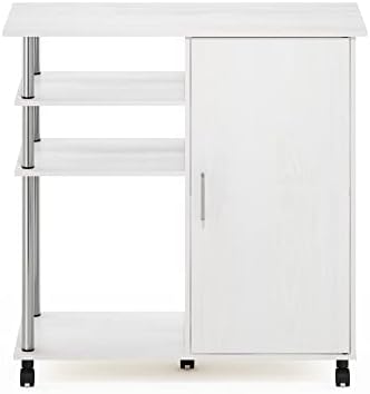 Furinno Helena Rolling Cart, 4-Tier Rolling Utility Cart with Closed Cabinet, Storage Cart, for Office, Living Room, Kit