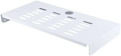 Metal Floating Shelf 16.8 x 8 Inch, Large Wall Mounted Shelf with Lip, Cable Hole & Ventilation Slots for Game Console, 