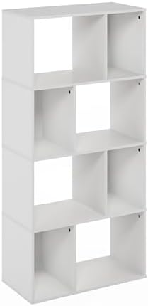 Furinno DALY Book Shelf, 8-Cube Bookshelf, Cube Storage Organizer Bookcase with Irregular Compartments, 11.7 x 23.6 x 49