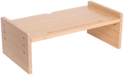 Bamboo Monitor Stand for Desk, 3-Level Adjustable Monitor Riser, Wooden Desktop Shelf Organizer, Portable and adjustable