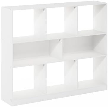 Furinno DALY Book Shelf, 8-Cube Bookshelf, Horizontal Cube Storage Organizer Bookcase, 10.9 x 47.2 x 39.4, for Living Ro