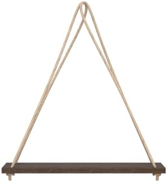 Mkono Wood Hanging Shelves for Wall Boho Decor Swing Rope Rustic Floating Shelf, Set of 3 Wall Display Shelving Home Org