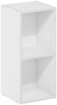 Furinno Fulda Book Shelf, 2-Tier Narrow Storage Cabinet, Bookcase with 10-in Width Storage Shelf, 9.3 x 9.8 x 21.2, for 