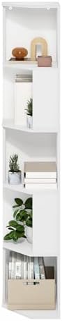 Furinno ECON Corner Shelf, 5-Tier Corner Book Shelf, Standing Storage Shelves, Cube Display Rack, Bookshelf, for Organiz