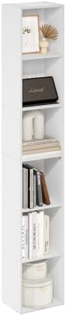 Furinno LUDER Book Shelf, 6-Tier Tall Modern Bookshelf, Bookcase with Open Shelves, 9.3 x 12 x 71, for Living Room, Bedr