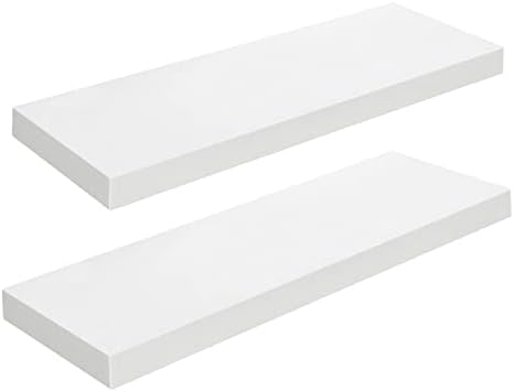 HOOBRO Floating Shelves for Wall, Wall Mounted Shelf Set of 2, 23.6" Hanging Shelf with Invisible Brackets, for Wall Dec
