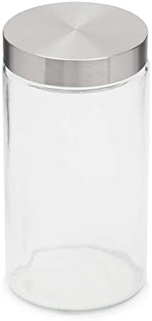 Home Basics Large 54 oz. Round Glass Canister Jar Container Fresh Sealed with Air-Tight Stainless-Steel Twist Top Lid fo