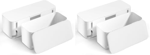 YECAYE 4 Pack Cable Management Box, Pet Friendly Cord Organizer Box for Home & Office, Child-Proof Cable and Power Strip