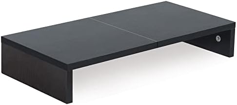 TEAMIX 20 Inch Monitor Stand Riser for Desk, Wood Computer Stand, Black