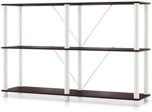 Homes: Inside + Out Apexa Modern 3-Tier Extra Wide Shelving Units, Collectibles Display Shelves, Easy Assembly Console T