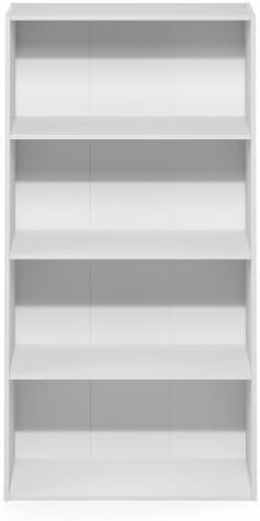 Furinno PASIR 4-Tier Book Shelf, Open Shelves Bookshelf, White