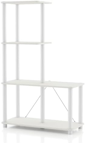 Homes: Inside + Out Apexa Modern 4-Cube Ladder Shelving Units, Collectibles Display Shelves, Easy Assembly Standing Shel