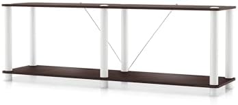 Homes: Inside + Out Apexa Modern 2-Tier Extra Wide Shelving Units, Collectibles Display Shelves, Easy Assembly Low Shelf