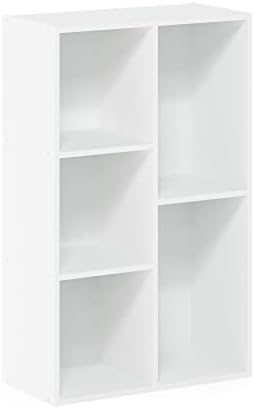 Furinno LUDER Book Shelf, 5-Cube Bookshelf, Easy Assembly Bookcase with Open Shelves, 9.4 x 19.7 x 31.5, for Living Room