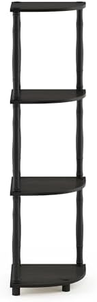 Furinno TURN-N-TUBE Toolless 4-Tier Corner Shelf, Bookshelf, Display Storage Shelves with Open Shelves, for Organization