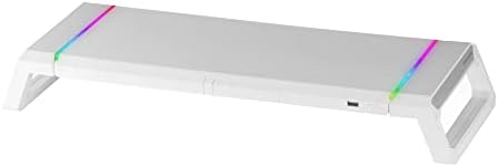 Mars Gaming MGS-ONE White, Chroma RGB Monitor Stand, Adjustable Size, Smartphone and Tablet Stand, Front USB 2.0