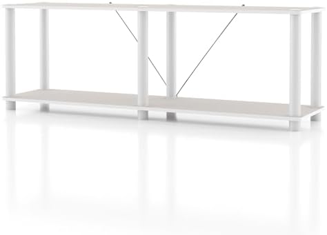 Homes: Inside + Out Apexa Modern 2-Tier Extra Wide Shelving Units, Collectibles Display Shelves, Easy Assembly Low Shelf