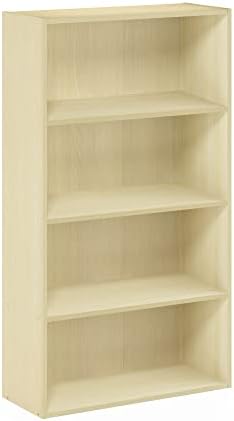 Furinno Pasir 4-Tier Book Shelf with Open Shelf, Light Steam Beech