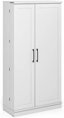 Furinno Robin Storage Cabinet, 4-Tier Pantry Cabinet, Plain White