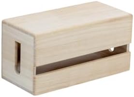 Paulownia Wood Cable Management Box – Handmade Cord Organizer for Power Strips, Chargers & Routers, Minimal Japanese Cab