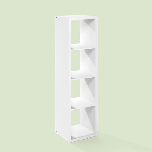 Bayan 4 Cube Storage Organizer, Bookshelf, Storage Shelf, with Open Back for Living Room, Bedroom, Home Office, White