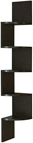 Basicwise 5 Tier Wall Mount Corner Shelf, Black (QI003554.BK)