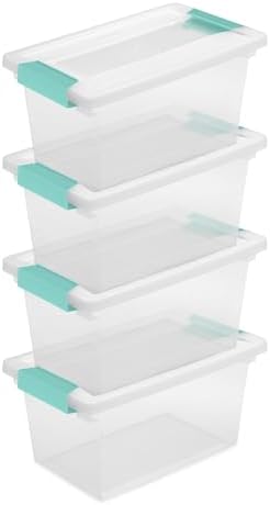Sterilite Medium Clip Box Stackable Storage Bin with Latching Lid for Home, Office, School, Organize Paper, Notebooks, C