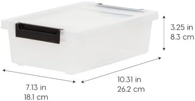 IRIS USA Storage Bins with Lids |Made in USA| 2 Qt - (6-Pack) - Clear/Black