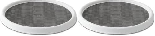 Copco Basics Non-Skid Pantry Cabinet Lazy Susan Turntable, 12-Inch, White/Gray, 1 Count (Pack of 2)