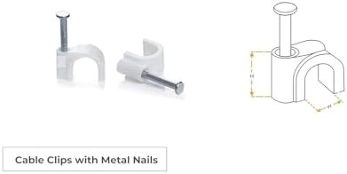 Cable Clips (4mm+6mm)200pcs Wire Fastener Wall Pins with Metal Nails for Cable Management, Cord Organizer, Round Wire Cl