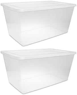 Clear Storage Bins with Lids, 90 Qt 2-Pack Stackable Plastic Totes