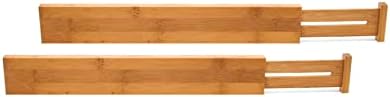 Lipper International Bamboo Wood Custom Fit Adjustable Kitchen Drawer Dividers, Set of 2