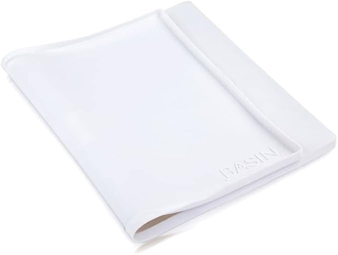BASIN - Heavy Duty Under Sink Mat - The Original Silicone Under Sink Mats for Kitchen Waterproof - Cabinet Liner - Organizers and Storage - Under Sink Cover Kitchen Cabinet Liner White 22x22