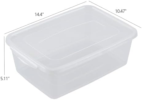 14 Quart Clear Plastic Latch Storage Container Bin with Lid, 4-Pack