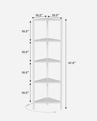 TUTOTAK Corner Shelf with LED Light, 5-Tier Corner Bookshelf