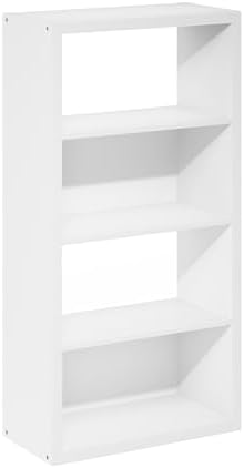 Furinno Viola Book Shelf, 4-Tier Bookshelf, Extra Thick Frame Bookcase with Open Shelf, Open Back Design, 11.3" x 23.2" 