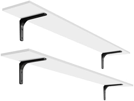 DINZI LVJ Long Wall Shelves, 55.1Inch Wooden Wall Mounted Shelves, Set of 2