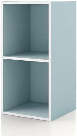 Homes: Inside + Out Apexa 2-Cube Storage Organizer Shelves, Stackable Wood Bookcase Fits Cubby Bins for Organization, Do