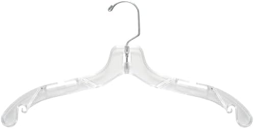NAHANCO 17” Clear Mid-Heavyweight Plastic Hanger, 50 Pack, Made in USA