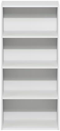 Furinno Basic Book Shelf, 4-Tier Bookcase with Open Shelf, Bookshelf, Cube Storage Organizer, 7 x 17 x 35, for Living Ro
