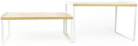 Mitus Stacking Wood Shelf Organizer, Counter Cabinet Storage Rack, Set of 2