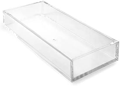 Huang Acrylic Clear Catchall Decorative Tray | Minimalistic Design for Keys, Wallet, Perfume, Jewelry, or Makeup | Recta