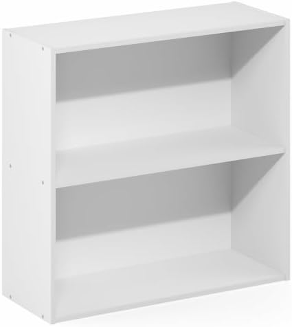 Furinno PASIR 2-Tier Book Shelf, Open Shelves Bookshelf, White