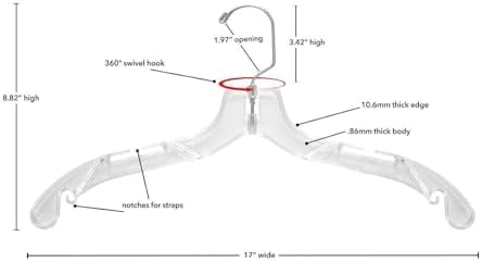 NAHANCO 17” White Mid-Heavyweight Plastic Hanger, 50 Pack
