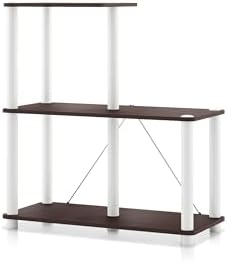 Homes: Inside + Out Apexa Modern 3-Cube Ladder Shelving Units, Collectibles Display Shelves, Easy Assembly Standing Shel