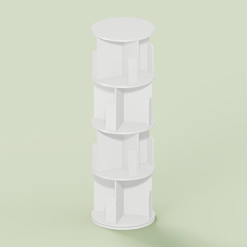 Ipoh 4-Tier Freestanding Rotating 360 Display Bookshelf, Bookcase, Storage Rack, for Narrow Space, Living Room, Home Off