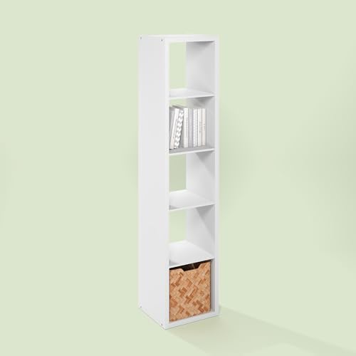 Bayan 5 Cube Storage Organizer, Bookshelf, Storage Shelf, with Open Back for Living Room, Bedroom, Home Office, White