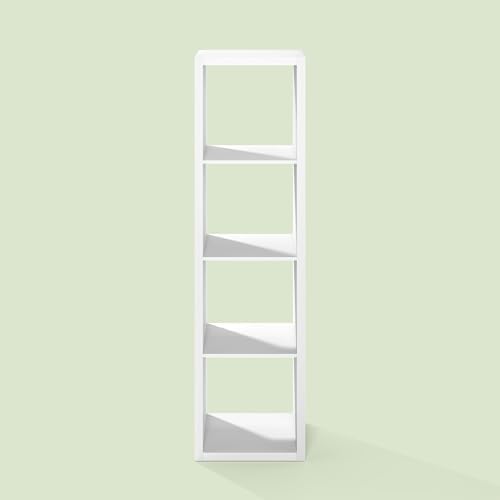 Bayan 4 Cube Storage Organizer, Bookshelf, Storage Shelf, with Open Back for Living Room, Bedroom, Home Office, White